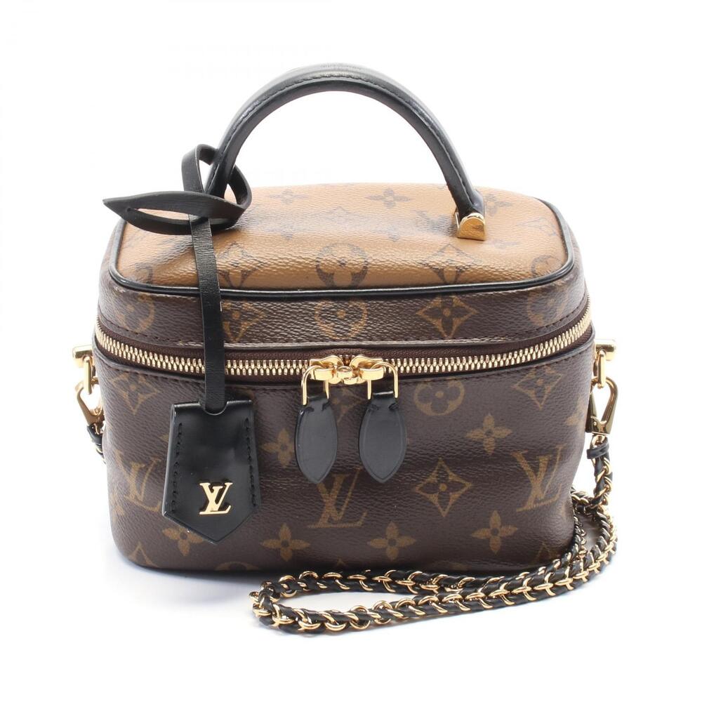 Louis Vuitton Vanity NV Handbag Canvas Leather Monogram Reverse Brown Black
